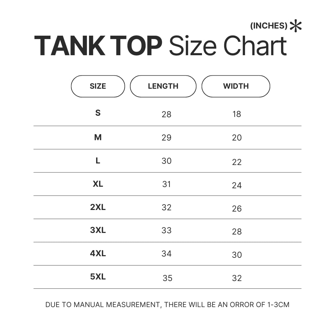 Tank Top Size Chart - Moriarty The Patriot Store