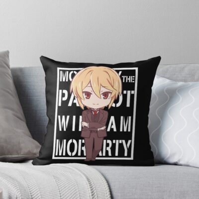 Moriarty The Patriot William James Moriarty Background Text White Cute Fan Throw Pillow